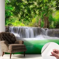 Coloray Zelfklevend Behang - Boswaterval Zelfklevend fotobehang - 250x250 cm - Groente Zelfklevend Behang - Voor de badkamer, slaapkamer en woonkamer. - Herpositioneerbaar - Stickerbehang op rol