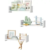 Happiq Set van 3 Wandplanken - Boekenrek - Wandrek - Voor Woonkamer, Slaapkamer of Kantoor - DIY Ambachten & Foto Opslag - Hangende Planken voor Home Decor
