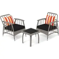KOMFOTTEU 3-delige tuinset, 2 relaxfauteuils met 1 salontafel, fauteuils met in 4 standen verstelbare rugleuning, verstelbare voetensteunen, grijs