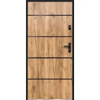Vente-unique Voordeur in roestvrij staal H 207 x B 100 cm, eikeneffect - 55 cm dikte - Draait links open - NAXARA