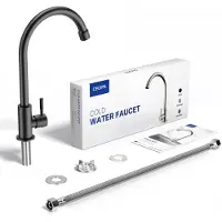 CECIPA MAX Keukenkraan Zwart - Koud water Keukenkraan - 360° draaibare keukenkraan - Handdouche - Flexibele Slang