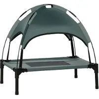PawHut Paws Huisdieren Bed met luifel Verhoogd Ademende Taffeta stof 61 x 46 x 61 cm