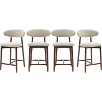 COLAMY Barkrukken set van 4 - keukenbarstoelen met rugleuning - Barstoel houten poten - beige