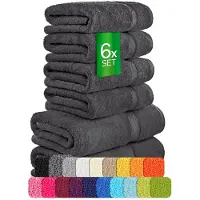 Etérea Himmlische Qualität etérea Carli handdoekenset 6-delig – grafiet – 100% katoen – 500 g/m² – OEKO-TEX Made in Green