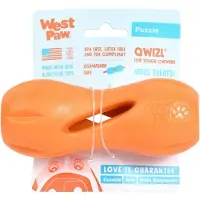 Zogoflex West Paw Qwizl - Honden Speelgoed - Extra Sterk - Vulbaar met brokjes - Oranje - Small - 14 cm