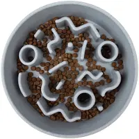 District 70 Bamboo Dog Slow Feeder - Hondenvoerbak - Ø28 cm Grijs
