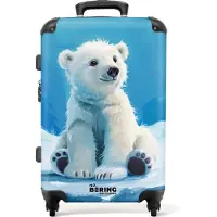 NoBoringSuitcases.com - Kinderkoffer groot - Kindertrolley koffer - Jonge ijsbeer op ijsschots kijkt opzij - Rolkoffer lichtgewicht - Reiskoffer met 4 wielen - Grote trolley XL - 20 kg bagage