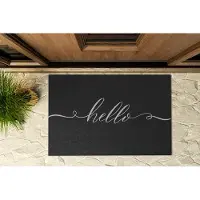 Coloray Buiten Deurmat - Grijs Buiten Deurmat - Hallo Inscriptie Waterdichte Deurmat - Decoratie Voor De Hal - Buitenmat Voor Alle Seizoenen - Grote Buiten Deurmat Voor Voordeur - 90x60 cm