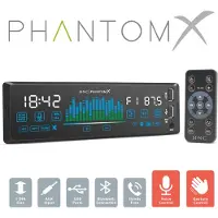 HomeShopXL Autoradio met Bluetooth, 1 DIN - 4x50W - USB, AUX, MP3 - Handsfree functie - Touchscreen en gebarenbediening - Afstandsbediening - PhantomX [39752]
