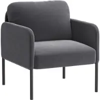 COLAMY Gestoffeerde fauteuil Accentstoel - Moderne loungestoel - Gewatteerde rugleuning - Zachte fluwelen woonkamerstoel - Grijs