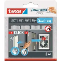 TESA Powerstrips Click - Zelfklevende Klittenband - 4 Paar - Size S