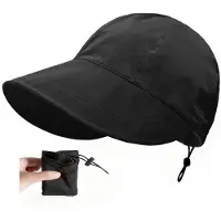LONGZIMING - Zonnehoed Dames - Opvouwbare Strandhoed - Sun Hat - UPF 50+ - 56 gram lichtgewicht - Ademend mesh - Verstelbaar trekkoord - Zwart
