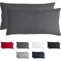 Komfortec Set van 2 Premium Kussenslopen 40x80 cm - Superzachte Kussenhoes – 100% - Geborsteld Polyester - 90g/m²- Antraciet