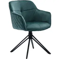 Huisenthuis.nl Armstoel Adele Groen - Fluweel - Draaibaar - Zithoogte 49.5 cm - Zitdiepte 46.5 cm - Met armleuning