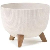 HowHomely Rosa Linea Serie - Bloempot - Wit - Ecologisch - Met Inzet
