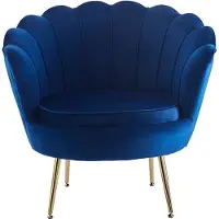 Huisenthuis.nl Fauteuil Chanelle Donkerblauw - Fluweel - Zithoogte 44 cm - Zitdiepte 56 cm
