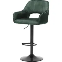 Huisenthuis.nl Barkruk Céline Groen - Velours - Set van 2 - Geschikt voor kookeiland - Ja - In hoogte verstelbaar - Zithoogte 62 - 83 cm - Zitdiepte 47 cm - Met armleuning