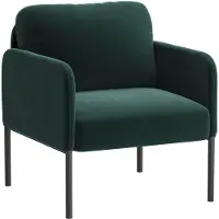 COLAMY Gestoffeerde fauteuil Accentstoel - Moderne loungestoel - Gewatteerde rugleuning - Zachte fluwelen woonkamerstoel - Groen