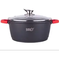 Bavary Kookpan - 28 cm - Non Stick Onderlaag - Glazen Deksel - Stoomgaatje in Deksel - Rode Oortjes