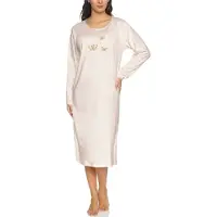 Merry Style Dames Nachtemd - Nachtjapon – Korte mouwen - Katoen – MS-DR-Malwa-ND - Ecru (Lange mouw) - XXL