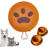 Sanorum 1 stuk - 2-in-1 voerbak voor huisdieren - Siliconen reisbak voor katten en honden - Opvouwbaar ontwerp met dubbele bak - Voer- en waterbak - 450 ml - Bruin