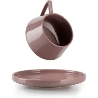 HowHomely - Luna Serie - Kop-en-schotel - Donkerroze - Minimalistisch