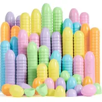 Joyin 50 stuks pastelkleurige paaseieren van 8 cm, lege paaseieren om te vullen, kleurrijke kunststof eieren voor paasjacht, feestgeschenken, vulmanden, benodigdheden