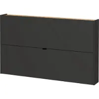 Huisenthuis.nl Schoenenkast Eleonore Eiken - Grafiet - 12 paar schoenen - Breedte 140 cm - Hoogte 85 cm - Diepte 19 cm - Met kleppen