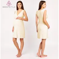Merry Style Dames Zwangerschap Zwangerschapsnachtjapon - Kort - Elastisch – Licht- Viscose – Ecru – L - MS-MS10-467-ND