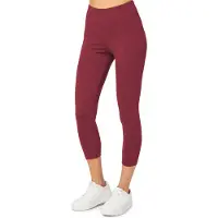Merry Style MS-MS10-199-LE Dames Capri Leggings - Sport - Vrijetijdsbroek - 3/4 Lengte - Katoen - Sporbroek - Yogabroek - Wijnrood - S
