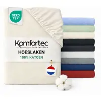 Komfortec Jersey Stretch Hoeslaken 180x200 cm - 23cm Matrasdikte- Rondom Elastiek - 100% Katoen - Creme