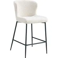 Huisenthuis.nl Barkruk Jolie Ecru - Metaal - Bouclé - Set van 2 - Geschikt voor kookeiland - Met rugleuning - Zithoogte 67 cm - Zitdiepte 46 cm