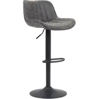 Huisenthuis.nl Barkruk Sepp Grijs - Kunstleer - Set van 2 - Geschikt voor kookeiland - Draaibaar - Met rugleuning - In hoogte verstelbaar - Zithoogte 61 - 81 cm - Zitdiepte 39 cm