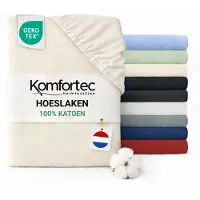 Komfortec Jersey Stretch Hoeslaken 160x200 cm - 23cm Matrasdikte- Rondom Elastiek - 100% Katoen - Creme