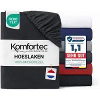 Komfortec Hoeslaken 90x200 cm - tot 30cm Matrashoogte - Rondom Elastiek - Antraciet