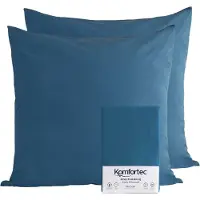 Komfortec Set van 2 Premium Jersey Kussenslopen 80x80 cm - Superzachte Kussenhoes – 100% Katoen – 150 g/m² - Blauw
