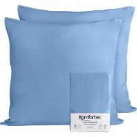 Komfortec Set van 2 Premium Jersey Kussenslopen 40x40 cm - Superzachte Kussenhoes – 100% Katoen – 150 g/m² - Lichtblauw