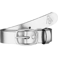 Merry Style Ladeheid Dames Kledingriem - Riem - Broekriem - Verstelbaar - Leer - MS-EL-D41 - Zilveren Logo - 90 cm
