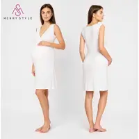 Merry Style Dames Zwangerschap Zwangerschapsnachtjapon - Kort - Elastisch – Licht- Viscose – Wit – XL - MS-MS10-467-ND
