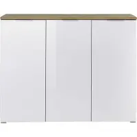 Huisenthuis.nl Schoenenkast Lagos Eiken - Wit - 24 paar schoenen - Breedte 134 cm - Hoogte 105 cm - Diepte 40 cm - Met openslaande deuren