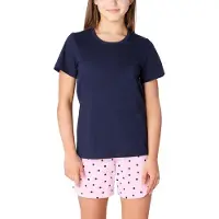 Merry Style Dames Pyjama - Korte mouwen - Korte broek - Katoen - MS-MS10-265-PJ - Marine/Roze/Punten - 170
