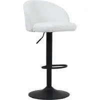Huisenthuis.nl Barkruk Babet Wit - Bouclé - Set van 2 - Geschikt voor kookeiland - Met rugleuning - In hoogte verstelbaar - Zithoogte 63 - 84 cm - Zitdiepte 46 cm