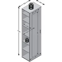 Huisenthuis.nl Garderobekast Fenja Wit - Breedte 50 cm - Hoogte 184 cm - Diepte 34.5 cm - N - Met openslaande deuren