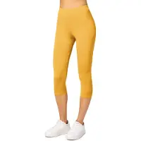 Merry Style MS-MS10-144-LE Dames Capri Leggings - Sport - Vrijetijdsbroek - 3/4 Lengte - Viscose - Sporbroek - Yogabroek - Geel - L