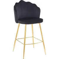 Huisenthuis.nl Barkruk Chanelle Zwart - Velours - Set van 2 - Geschikt voor kookeiland - Met rugleuning - Zithoogte 68 cm - Zitdiepte 40 cm - Met armleuning