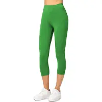 Merry Style MS-MS10-144-LE Dames Capri Leggings - Sport - Vrijetijdsbroek - 3/4 Lengte - Viscose - Sporbroek - Yogabroek - Groen - XXL