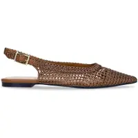 Manfield - Dames - Bronzen gevlochten slingbacks - Maat 38