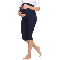 Merry Style Dames Leggings - Zwangerschapskleding - Capri - Viscose - MS-MS10-298-LE - Marineblauw - XXL