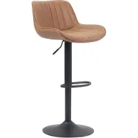 Huisenthuis.nl Barkruk Sepp Cognac - Kunstleer - Set van 2 - Geschikt voor kookeiland - Draaibaar - Met rugleuning - In hoogte verstelbaar - Zithoogte 61 - 81 cm - Zitdiepte 39 cm