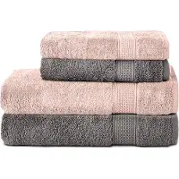 Komfortec Handdoekenset – Set van 4 - 2x Handdoek 50x100 cm en 2x Badhanddoek 70x140 cm - 100% Katoen - Antraciet&Roze